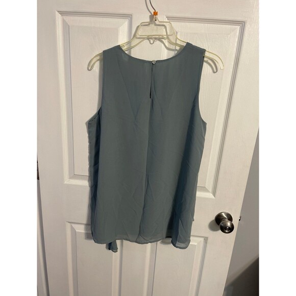 Zenana Side Tie Layered Chiffon Tank Top Size L New With Tags Teal - Picture 3 of 4